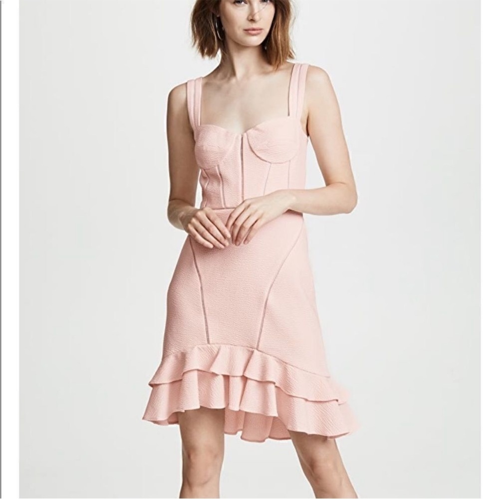 Jonathan Simkhai Seersucker Blush Ruffle Mini Dress